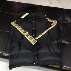 GG Jacquard Nylon Padded Coat in Black - Gucci