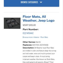 Mopar Jeep Renegade All Weather Floor mats 