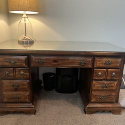 Vintage desk w/ glass top