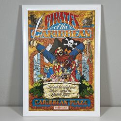 Disney Pirates of the Caribbean Poster Caribbean Plaza WDW Framed Art 13.5x19.5