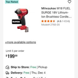 M18 Fuel Surge 1/4 Impact 