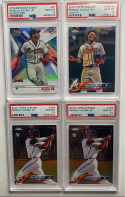 (4) 2018 Topps Chrome Ronald Acuna Jr Rookie Card #193 PSA 10 Atlanta Braves + LOT