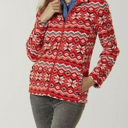 Women Holiday Christmas Fleece Red Jacket NEW Nwt