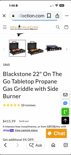 22” blackstone flat grill