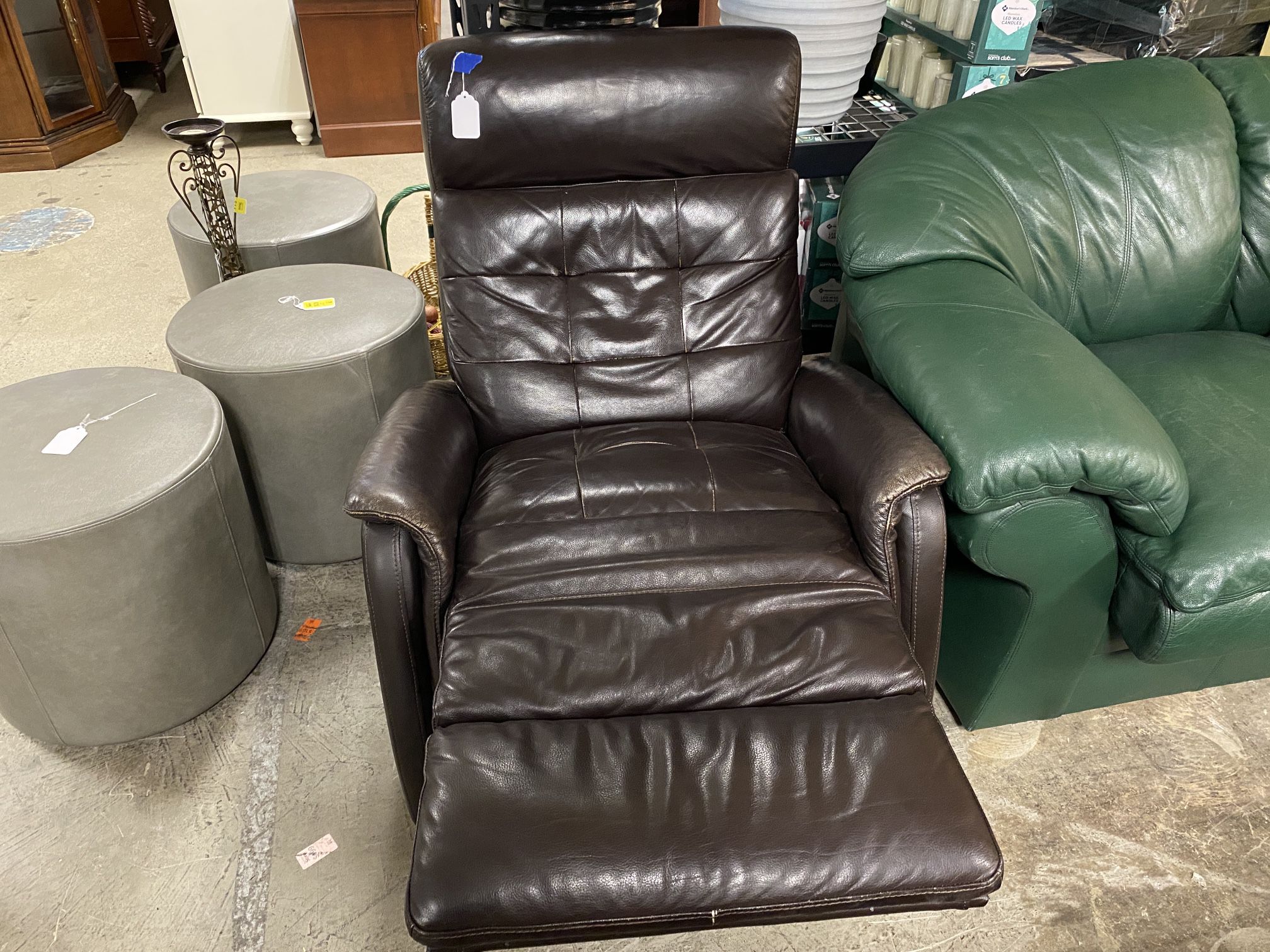 Brown Manual Leather Swivel Recliner