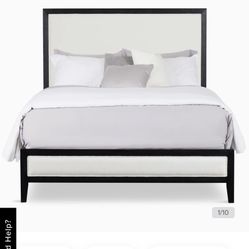 GREAT DEAL!!!!! LIKE NEW!! MUST SELL! Gorgeous Queen upholstered bed with mattress, and two nightstands…