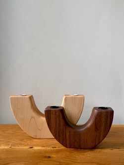 Large Candle Holder | 8.75”W x 5”H | Natural Hardwood