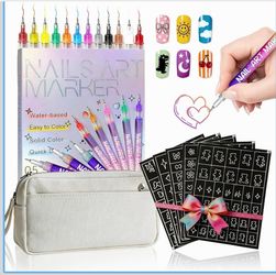 Nail Art Pens Markers Set, 12 Colors Nail Design Drawing Pens with 0.5mm Fine Tip, Quick-Dry Waterproof Nail Polish Pens for Acrylic Gel Natural Nails