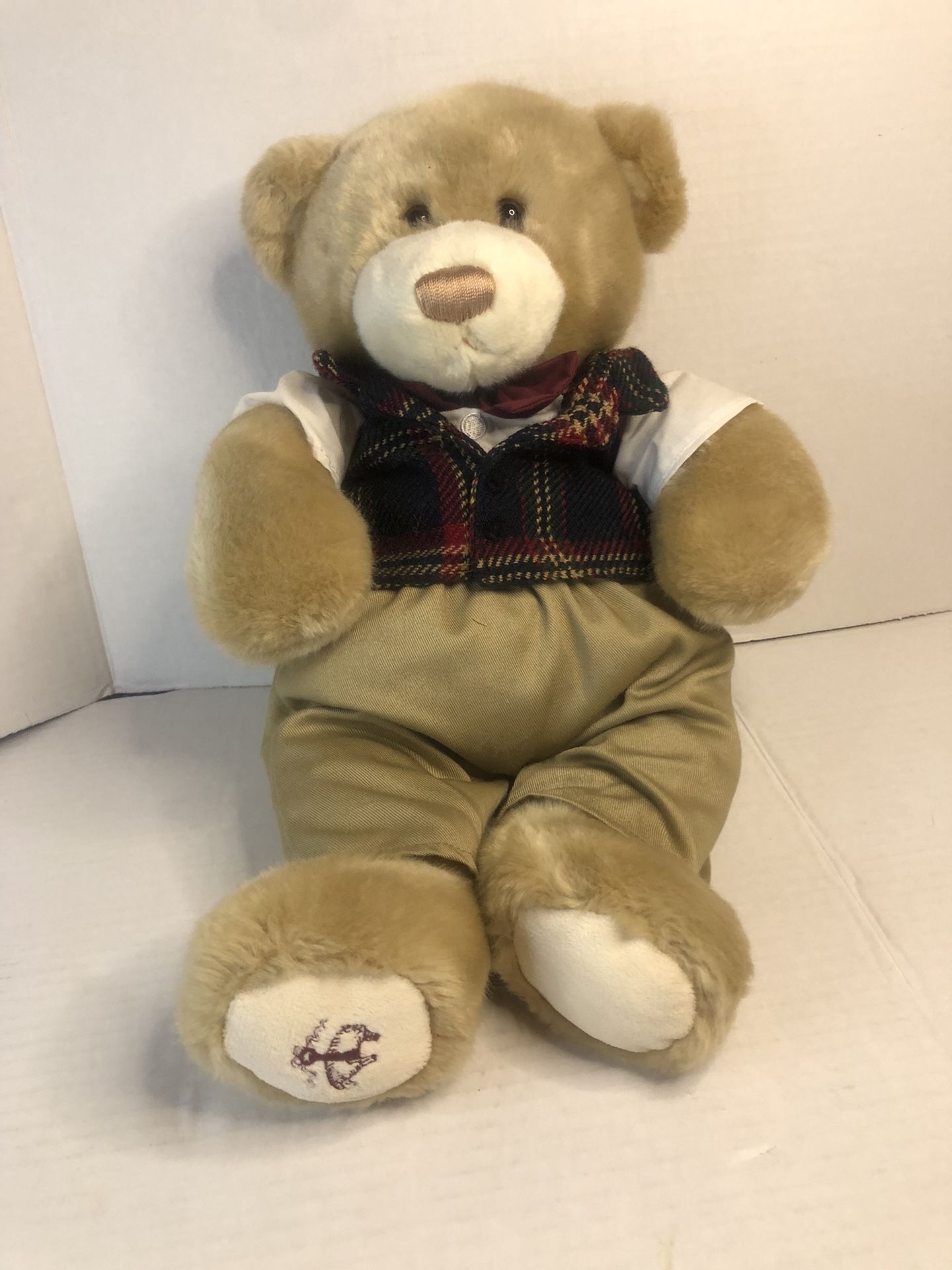 Brooks Brothers Plush Teddy Bear Plaid Vest Bow Tie