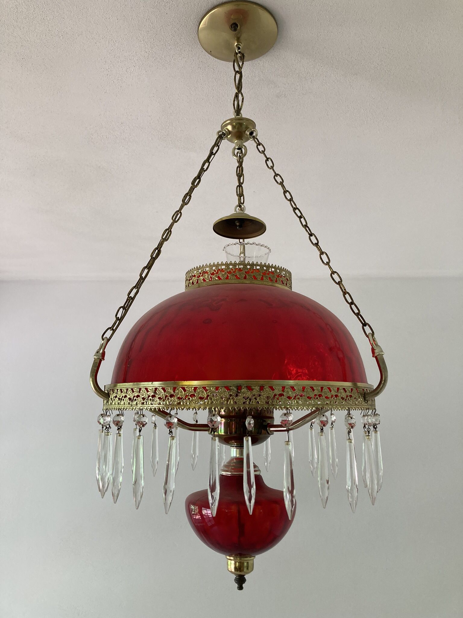 Antique Glass Electric Hanging Lamp