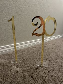 Gold Mirror Wedding Table Numbers 1-23