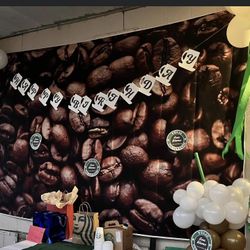 Coffee Backdrop And Bday Banner