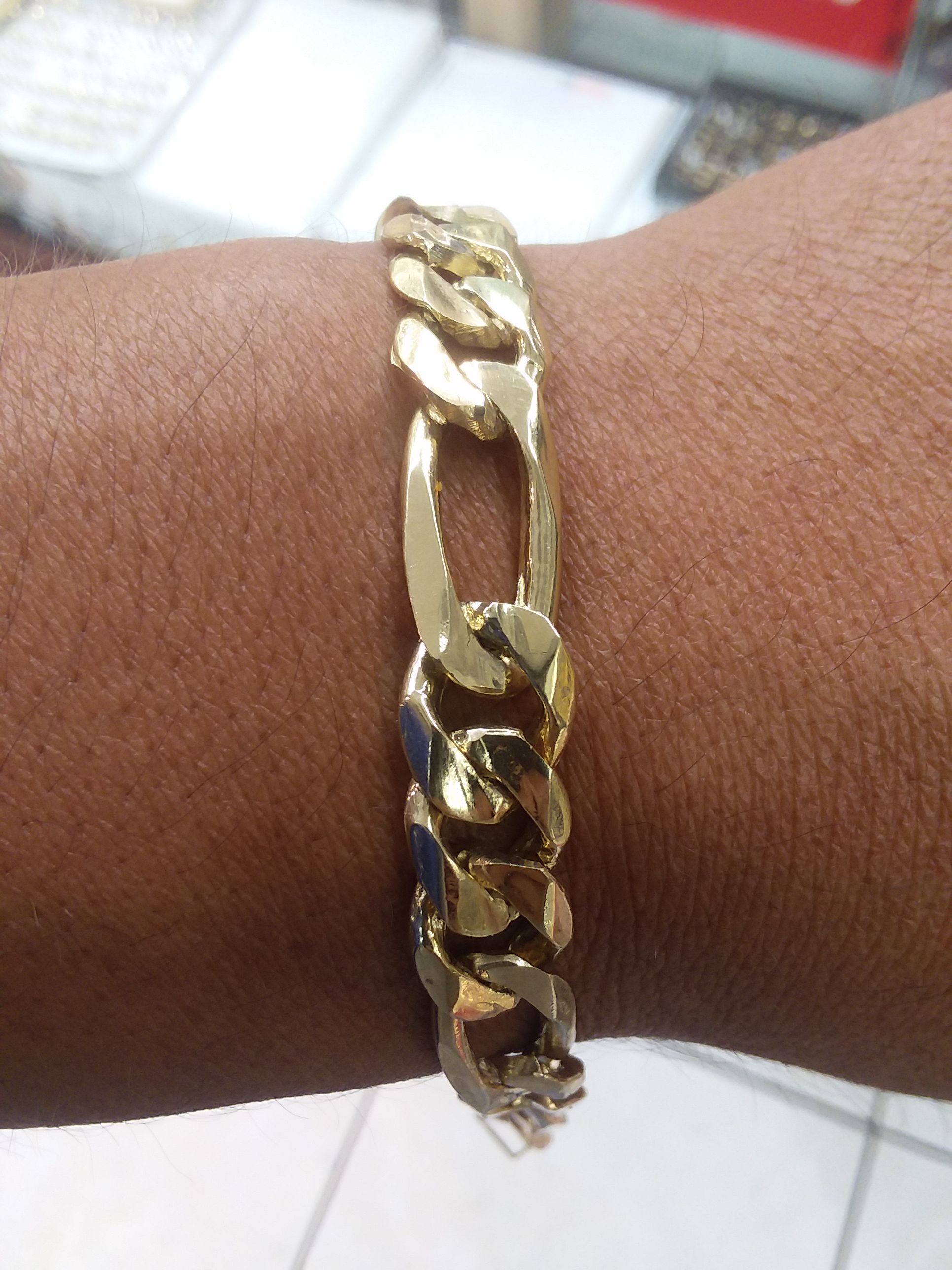 14k Gold Figaro Bracelet inch long 36 Grams