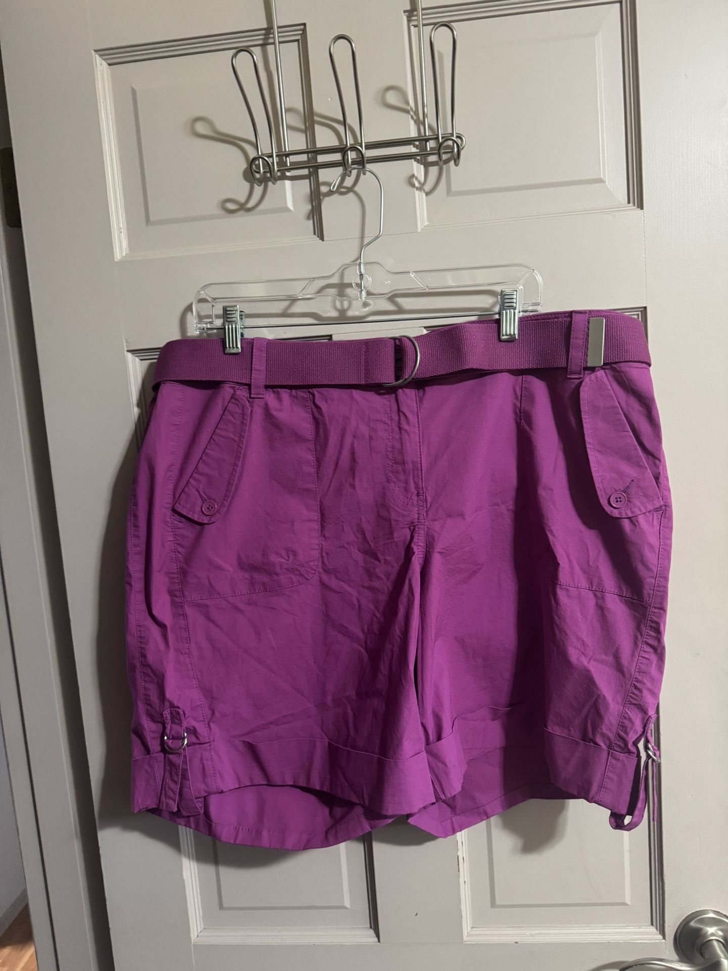 Womens Lane Bryant Plus Size 20 Purple Shorts NWT And Belt