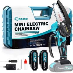 Saker 4-inch handheld portable cordless electric chainsaw