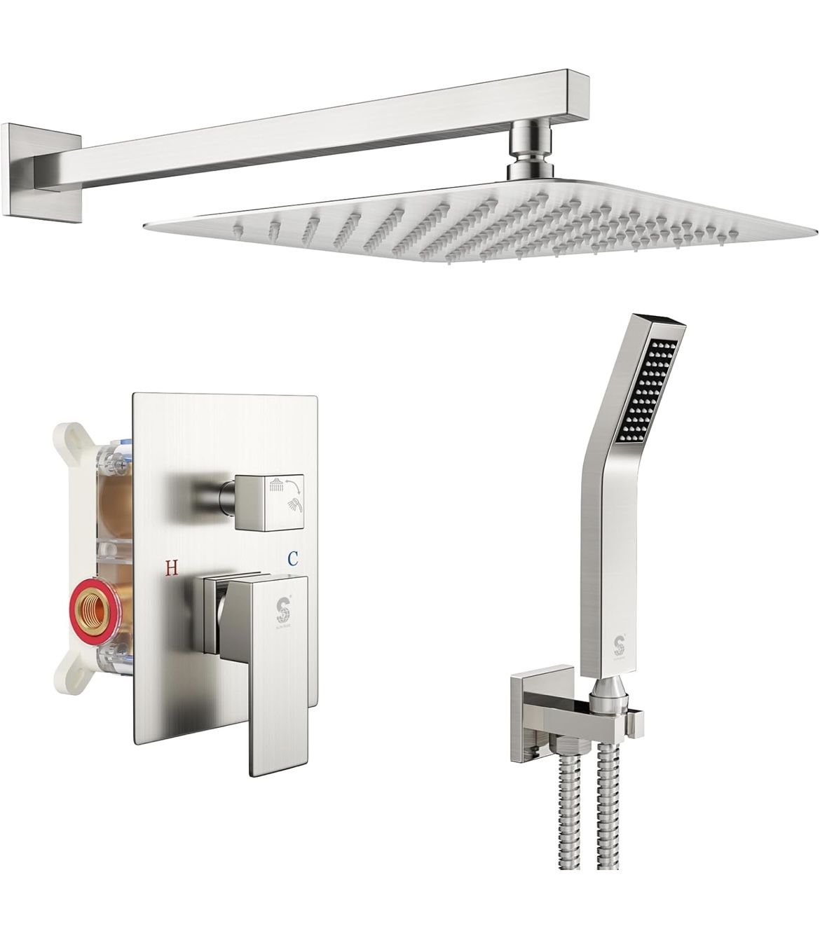 SR SUN RISE 12 Inches Bathroom Luxury Rain Mixer Shower Combo Set