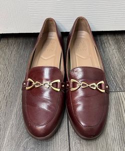 Naturalizer Women’s Burgundy Leather Loafers Size 8.5M Gold Hardware
