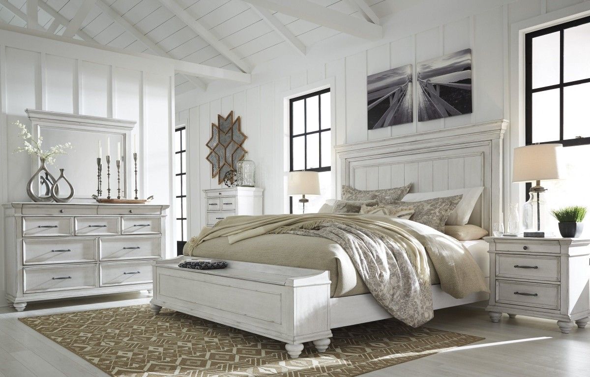 ♥️Kanwyn Whitewash Panel Storage Bedroom Set

