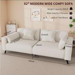 82" White Sofa Couch
