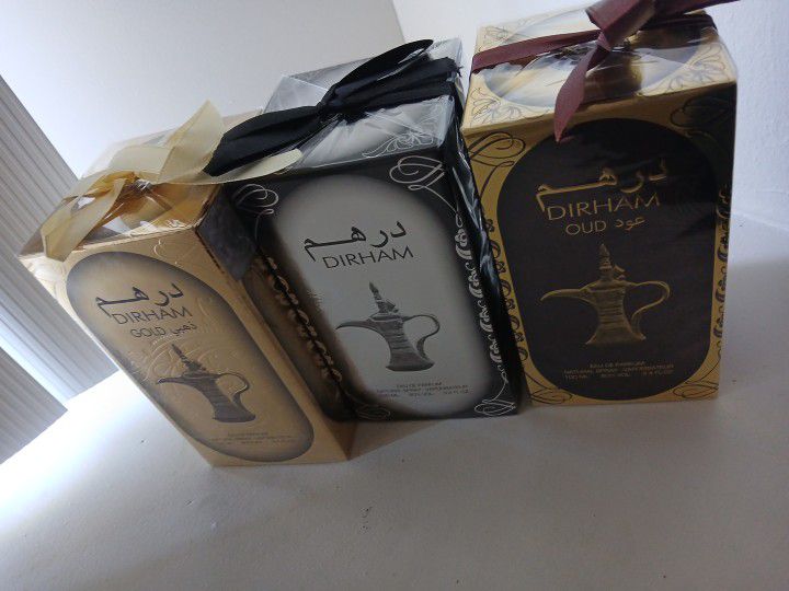 3 Dirham Arab Perfumes Set   Oud  , Original , Gold