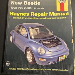 VW New Beetle 1(contact info removed) Haynes Repair Manual Automotive Book All Models. Used condition, damaged cover and some yellowing.