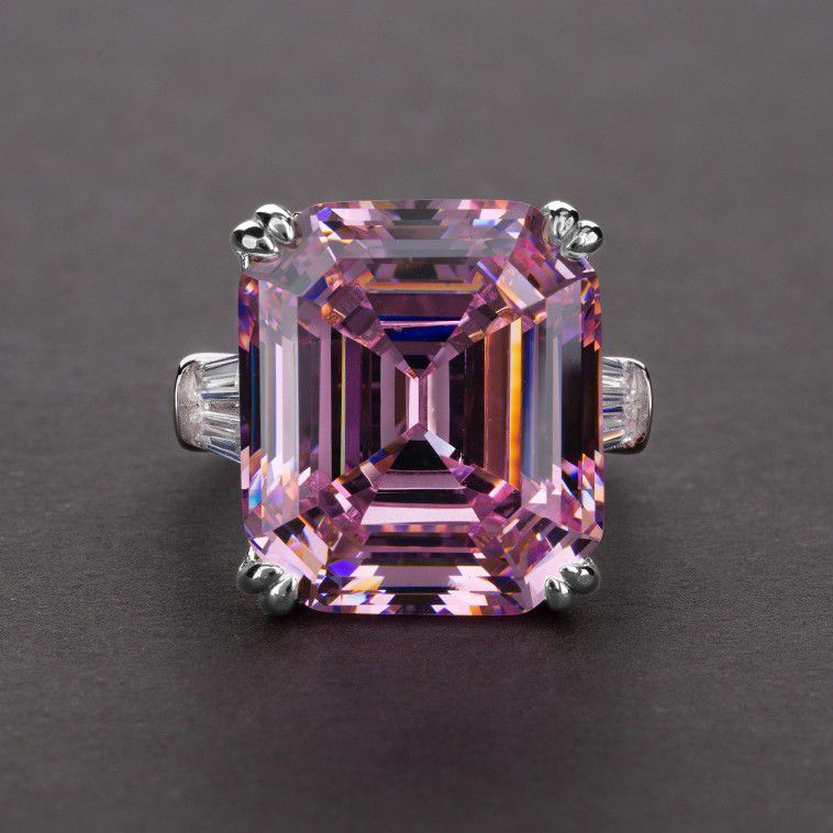 "Radiant Cut Gemstone Zircon Luxury Wedding Rings for Women, PD554
 