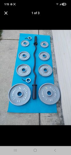 OLYMPIC CURL BAR / COLLAR / WEIGHTS