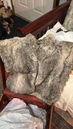 Rabbit fur vest with zipper front