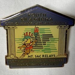YOUTH OF AMERICA MT. SAC RELAYS 100th ANNIVERSARY PIN THE OLYMPIC GAMES