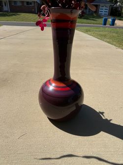 Vintage SACA Italian Art Pottery Vase – Made in Italy – Burgundy Red & Black – MCM