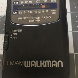 Excellent Sony Walkman SRF-49 FM/AM Stereo Radio w/Belt Clip  Works