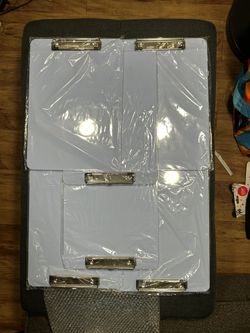 Brand New Light Blue Plastic 6 Clipboards With Low Profile Clip