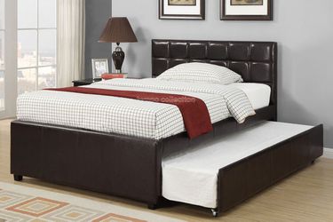 Full Bed with Trundle, Black Color, SKU#10F9215F