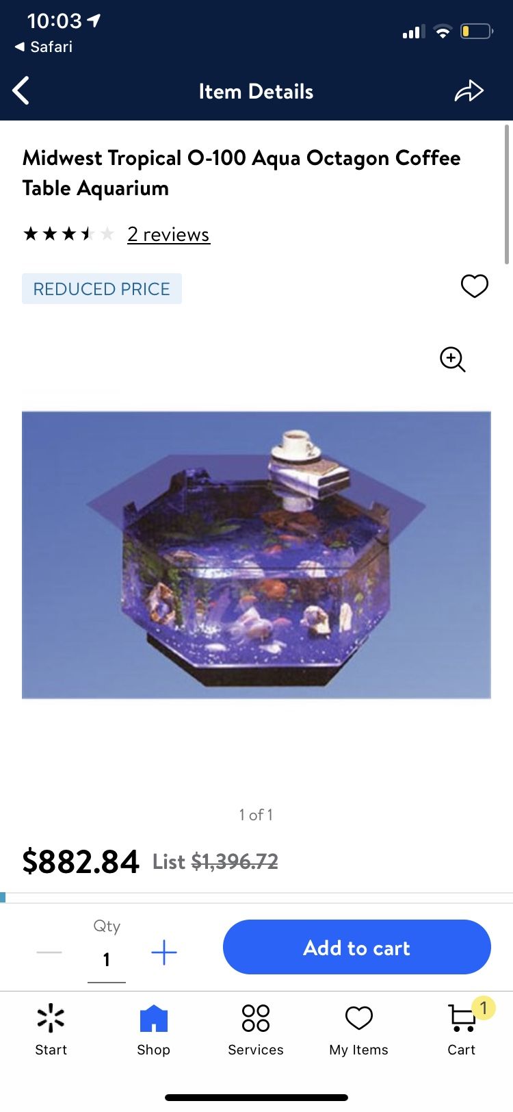 Glass Fish Octagon Table