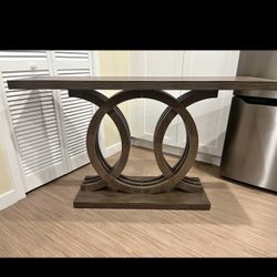 Farmhouse Console Table, 55" Hallway Sofa Table With Geometric Base