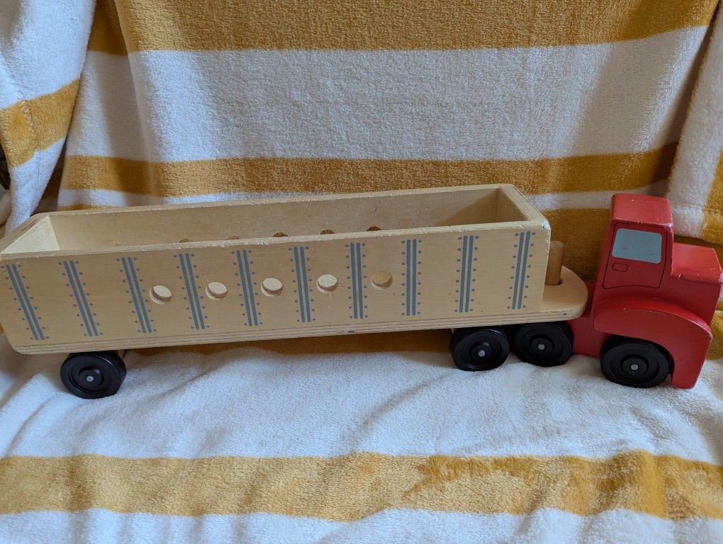 Melissa and Doug Wooden Big Rig 2pc Rolling Truck Semi