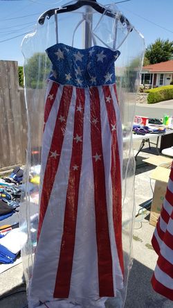 Red white blue flag wedding dress size 8 women