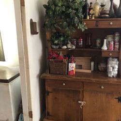 Antique Hutch And Matching Table From 1960