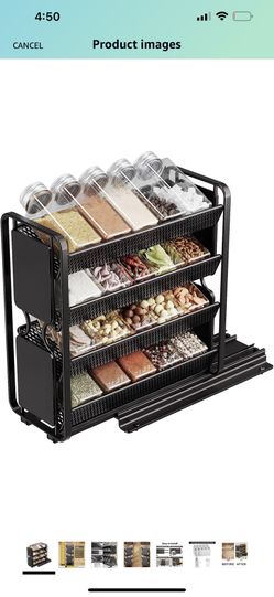 Pull Out Spice Rack Organizer with 20 Spice Jars, Heavy Duty Slide Out Seasoning Organizer for Cabinet, Cabinet Spice Organizer with Labels and Chalk 