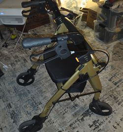 Nova Prima 4-Wheel Rollator Walker with Seat & Storage Bag – Olive Green – Foldable