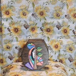 Vintage Hand-Painted Relief Folk Art Keepsake Box