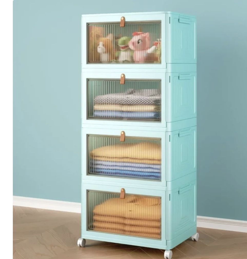 4 Tier Plastic Storage Bins With Lid 23QT, Stackable Storage Containers