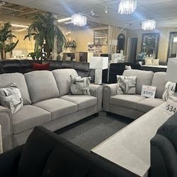 Brand New Gray Chenille Sofa + Loveseat 2PCs Set With Pocket Coils Cushions