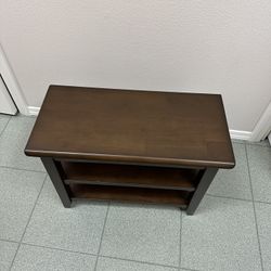 Modern Espresso 2-Tier Wood Shoe Bench & Entryway Storage