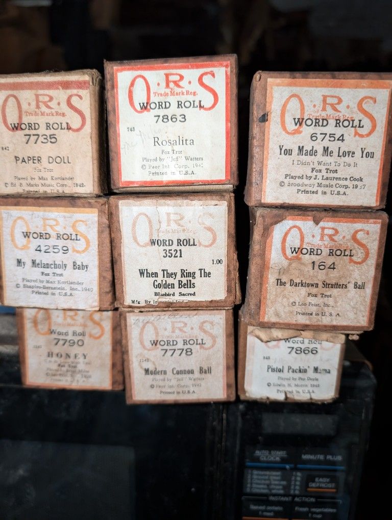Vintage Piano Player Music Paper Rolls, Many To Choose From $5 Ea.