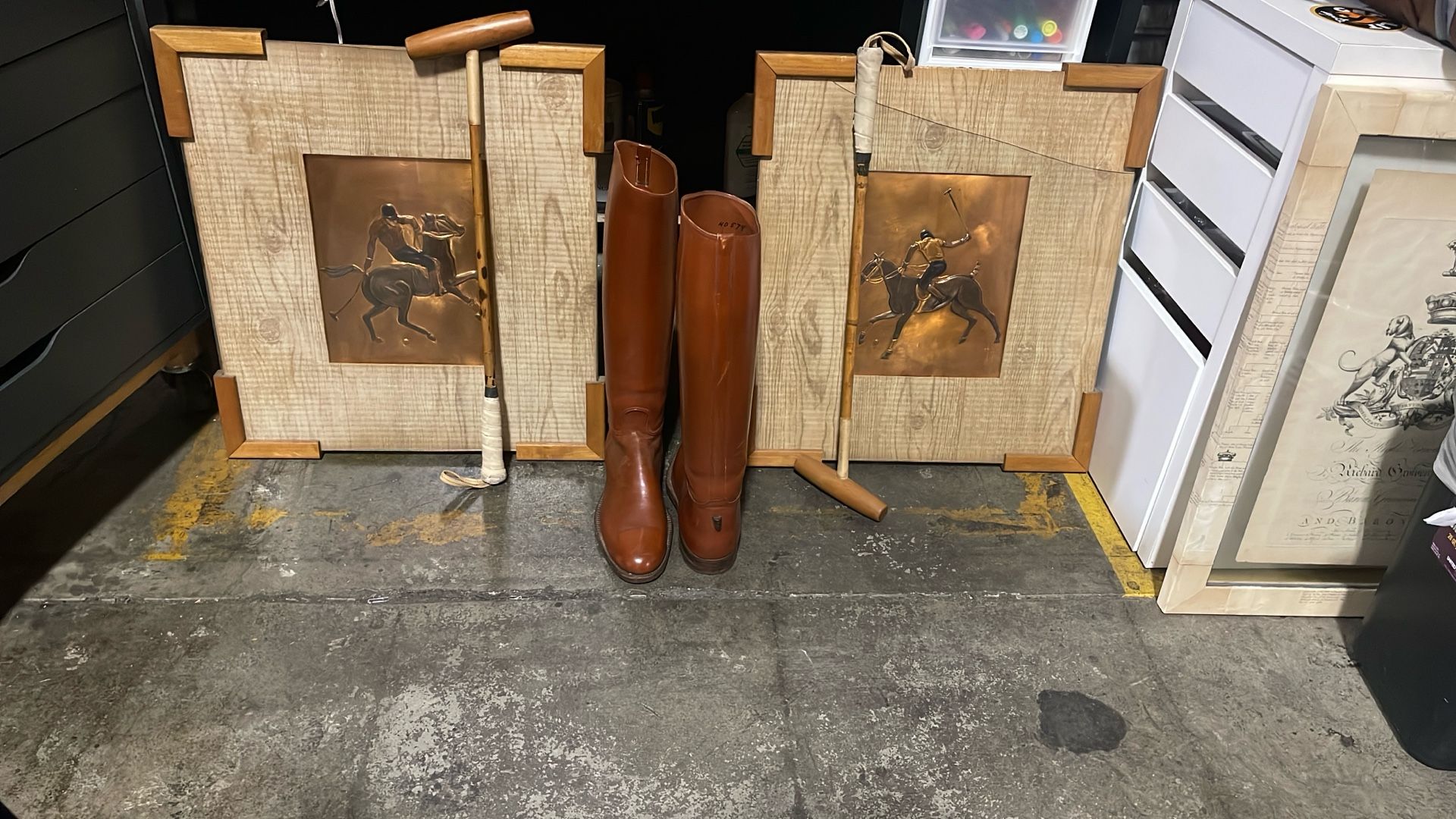 Leather Boots And Hanging Art