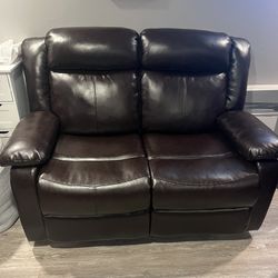 Breathable Leather Manual Reclining Loveseat for Living Room