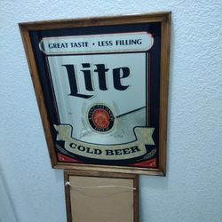 Vintage Miller Lite Fine Pilsner Bar Mirror