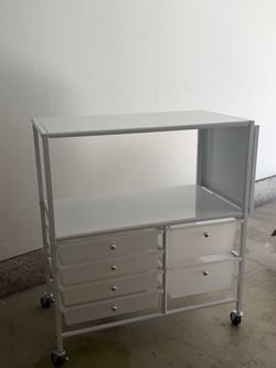 2-Tier Craft Rolling Cart w/ 6 Storage Bins