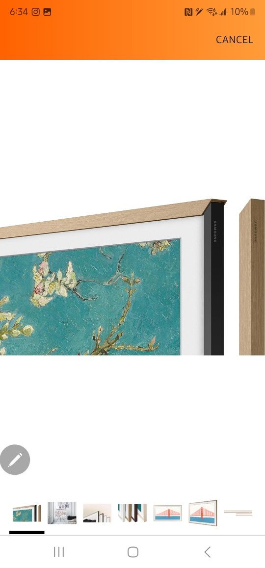 SAMSUNG 75-Inch The Frame Customizable Bezel, Modern Teak (VG-SCFA75TKBZA, 2021 Model),